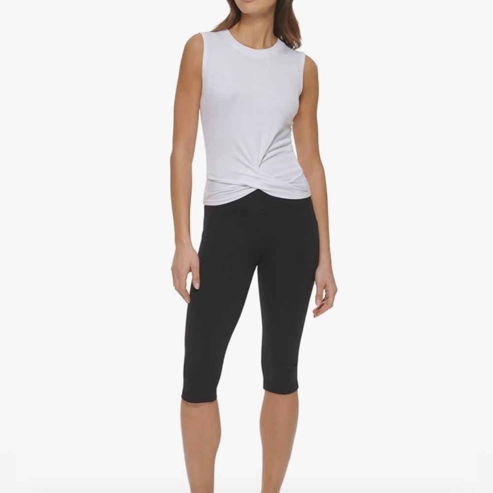 DKNY White Criss-Cross Front Active Tank Top – Size Large - Picture 3 of 8